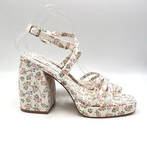 Katy Perry Womens The Meadow Clog White Pink Floral Chunky Block Heel Sandals 9M